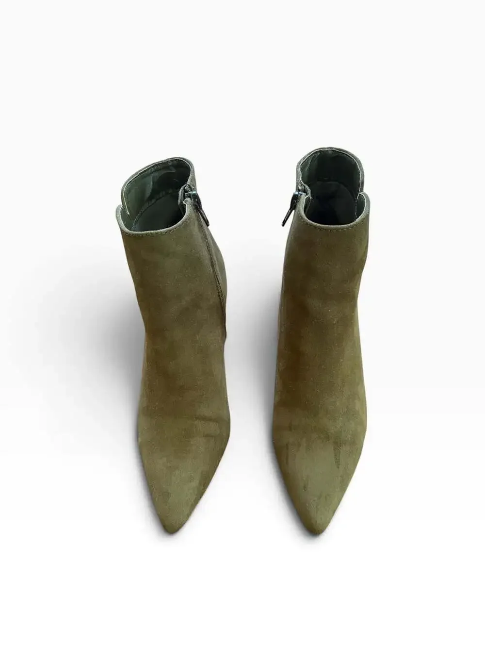 Faux Suede Kitten Heel Ankle Boots Size 8 Khaki